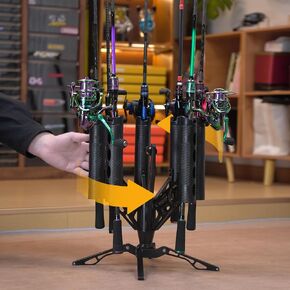Rotatable Gatlin Fishing Rod Rack for Garage rod holder Quick Stores 7 Rods or Combos Fits Most Rod Diameters lure Fishing rod Gift for men