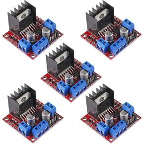 5pcs L298N Motor Drive Controller Module ، وحدة محرك محرك DC Dual Bridge Stepper DC للمشاريع الكهربائية للسيارة الذكية