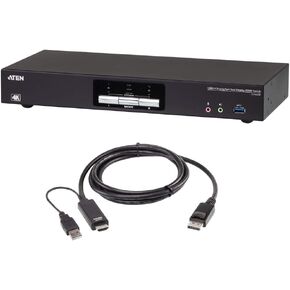 ATEN CS1942DP 2 Port 4K DisplayPort KVM Switch Dual Monitor KVM Switch, Share USB Peripherals, Independent KVM, USB, and Audio Switching with True 4K 1.8M HDMI 2L-7D02HDP Bundle