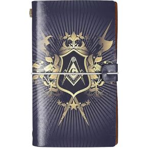 Freemason Gift Masonic Gift Freemasonry A6 Size Refillable Leather Journal Freemasonry Symbol Journal Masonic Faith Gift(Gold Freemason A6)