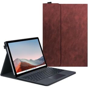 Protective Case for Microsoft Surface Pro 7, Magnetic Flip Case for 12.3 Inch Surface Pro 7 Plus/7/6/5/4 with Stylus Holder, Compatible with Type Cover Keyboard, Red