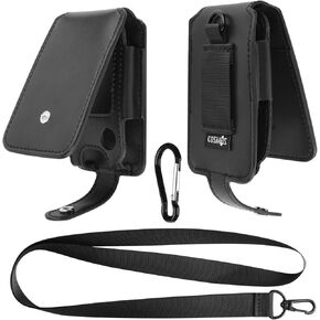 Cosmos PU Leather Protective Belt Case Cover CGM Monitor Device Holder Case Compatible with Libre Reader 2/3 - CGM Storage Carrying Case Protector Cover with Hang Clip Hook & Neck Lanyard, 1 Piece