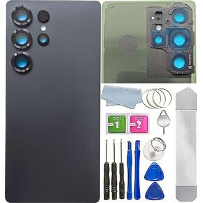 S25 Ultra Back Glass Cover Replacement Compatible with Samsung Galaxy S25 Ultra All Versions,Back Cover Waterproof Housing Door with Camera Glass Lens and Tape Parts+Tools (Whitesilver)