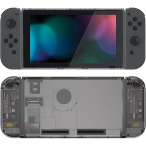 eXtremeRate Clear Black Front Back Plate for Nintendo Switch Console, NS Joycon Handheld Controller Housing with Full Set Buttons, Replacement Shell for Nintendo Switch - Switch NOT Included