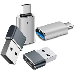 Pack of 4 USB C to USB Adapters, 2*USBC to USB & 2*USB-a to Type-C Female Car Charger OTG Converter Speed Data Transfer & Fast Charging for iPhone/PC/Samsung/iPad/Laptop/etc