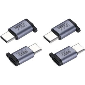 MECCANIXITY 4Pcs Micro USB to Type C Adapter, Micro USB Male to Type C Female Converter Connector for Laptop PC Phone Car