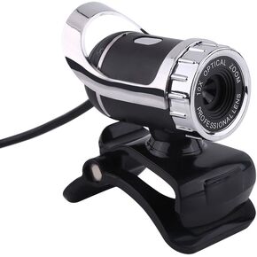 Webcam Camera, 360 Degree Adjustable Camera Web Cam with Built-in Sound Absorption Microphone Clip-On for PC,Compatible with XP/ Win2003/ Win7/ / Vista 32b(Silver)