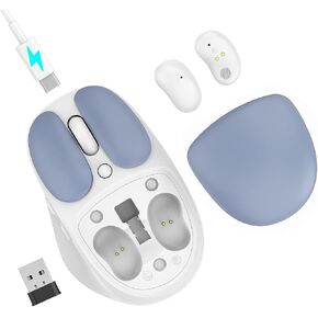 TMICE W2 Wireless Bluetooth Mouse with Earphone Combo - Bluetooth 5.0, 5 Adjustable DPI, Long Battery Life Up to 60 Hours, Black