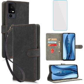 for TCL 40 XL/Lively Jitterbug Smart 4 / TCL 40 T Wallet Case with Screen Protector [RFID Blocking] Leather Card Holder T608 Smart4 Cell Phone Cover for TCL 40XL 40T TCL40 T XL Purple