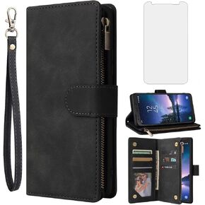 Asuwish Compatible with Samsung Galaxy S8 Active Wallet Case and Tempered Glass Screen Protector Leather Flip Cover Card Holder Cell Phone Cases for Glaxay S8Active 8s S 8 8Active G892A Women Black