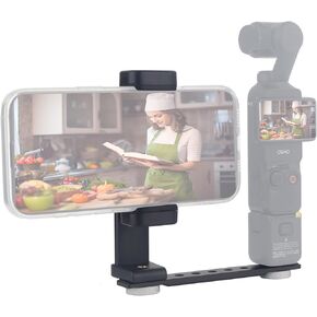 Phone Holder for DJI Pocket 3, 360° Rotate 180° Tilt Phone Holder with 5.51" Alumium Solid Mounting Bar