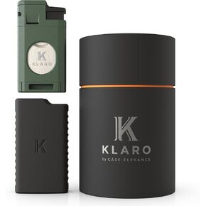 Klaro Triple Torch Lighter and Guillotine Cutter - غطاء أخف وزناً وقائيًا ، مقطعًا مستقيمًا يدويًا - إنهاء مسحوق أسود - أخف سيجار للرجال