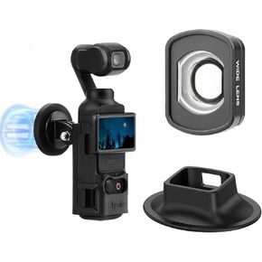 Pocket 3 Magnetic Mount & Wide Lens Bundle, 0.72X Magnetic Adapter Kit with Cold Shoe for DJI Osmo Pocket 3 - Car/Railings/Refrigerator Mount + 112° Wide Angle