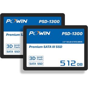 Premium SATA III SSD 512GB 2-Pack – 2.5 inch Internal Solid State Drive with 3D NAND Flash for Laptop, PC Desktop and External Box, Up to 490/470 MB/s Read/Write Speed (PSD-13G1)