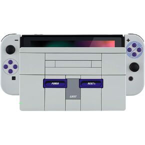 eXtremeRate Classic SNES Style Soft Touch Joycon Housing Shell with Full Set Buttons for Nintendo Switch, Replacement Faceplate for Nintendo Switch Dock – Joy-Con Dock NOT Included
