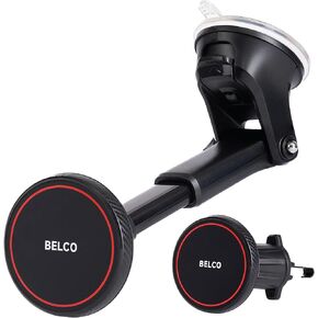 Magnetic Phone Holder for Car – Suction Cup Phone Mount with Adjustable Rotating Arm and Lock Mechanism for Dashboard, Windshield, Air Vent – Compatible with iPhone and Android