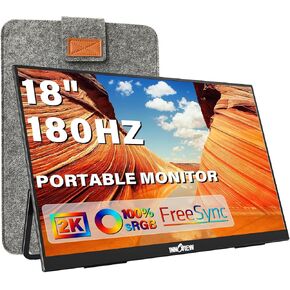 InnoView 18'' 2K Travel Monitor with Protective Bag, 100% DCI-P3 Travel Monitor 2560x1600 IPS Eye Care HDR FreeSync Frameless Portable Screen for Mac Switch Xbox PS4/5
