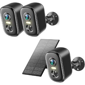 2 Pack Battery Powered Security Camera & 1 Pack Solar Security Cameras Wireless Outdoor, WiFi Cameras for Home with AI Motion Detection, Spotlight Color Night Vision, 2-Way Talk, Siren Alarm, IP65