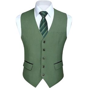 HISDERN Men's Suit Vest Business Suit Vests for Men Formal Slim Fit Solid Wedding Dress Waistcoat for V-Neck Tuxedo Vest in Kuwait