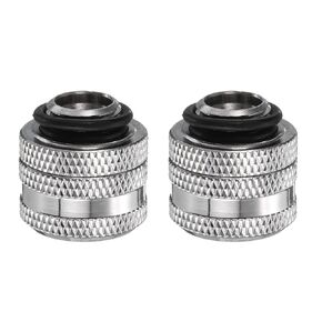 HARFINGTON 2pcs Water Cooling Adapter G1/4" Thread to 14mm OD Hard Tubing Compression Fitting Copper Extender Fitting with Tighten O-Ring for Computer PC Water Cooling System, Silver