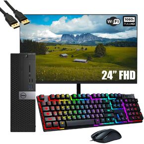 Dell OptiPlex 5050 SFF Desktop Computer PC Set with 24 Inches FHD Monitor, Intel Core i5-6500, 16GB RAM, 256GB SSD, Keyboard & Mouse, Wi-Fi, HDMI, VGA, Windows 10 Pro (Renewed)