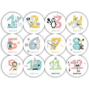 12 Monthly Baby Milestone Stickers - Pack for Photo Props, Newborn to 12 Months - Perfect Baby Shower & Birthday Gift for Girls and Boys