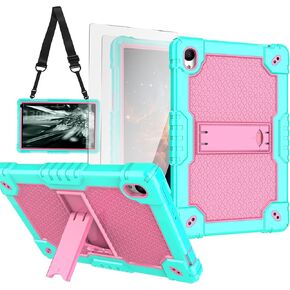 Deomoil for Urao C107/Jeazans OC101/C107 10.1 inch Tablet Hybird Case with Stand with 2 PCS Screen Protector for HiGrace C107/ZOFYWNAS C107/Freeski C107/Pswarfd 10.1 inch Tablet (Navy Green/Blue)