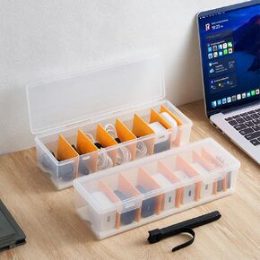 2 Pack Cable Organizer Storage Box with 16 Cable Ties,Charger Cable Cord Storage Organizer,Power Cord Organizer for Office,Home,Desk Accessories Storage Stationery Supplies