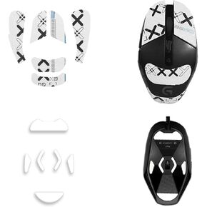 Mouse Grip Tape Full Coverage for Logitech G303 and Logitech G302, Mouse Anti Slip Grip,Self-Adhesive Sweat-Resistant Professional Mice Upgrade Kit(Foot pad + White Mouse Grip Tape)
