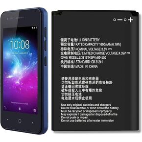 [New Upgrade] Li3816t43p4h604550,High-Capacity Replacement Battery for ZTE Blade L130, Z2335CA, Grand MAX 4550