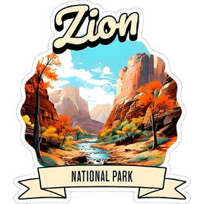Zion National Park Utah Sticker 4 Inch - Waterproof Vinyl Decal for Laptop Water Bottle Car Tumbler - Durable Aesthetic Long-Lasting Stickers for Adults ID44990