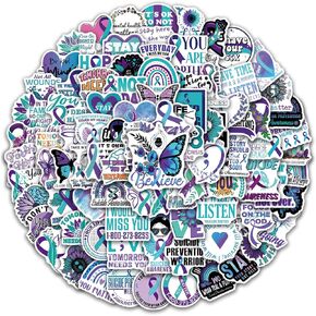100 PCS World Suicide Prevention Day Stickers for Water Bottles Vinyl Waterproof Suicide Awareness Stickers for Laptop Hydroflask Journaling