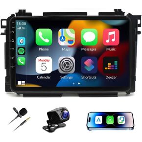 2+32G Android 13 Double Din Car Stereo Radio for Honda Vezel XRV HR-V 2014-2019 with Wireless Carplay Android Auto,9inch Touchscreen Car Audio Receivers with GPS WiFi Bluetooth + AHD Backup Camera