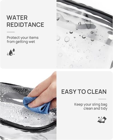 حقيبة Telena Clear Sling، حقيبة كروس شفافة معتمدة من الاستاد، حقيبة صدر للنساء شديدة التحمل وشفافة مع حزام قابل للتعديل in Kuwait