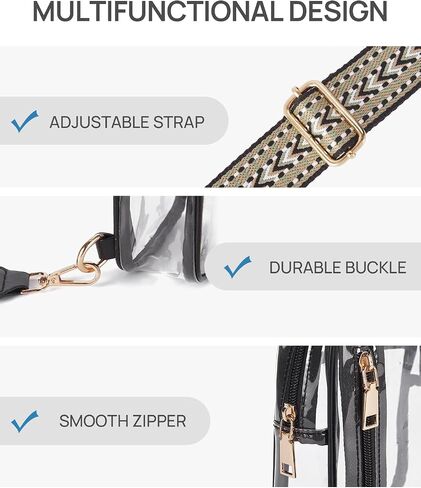 حقيبة Telena Clear Sling، حقيبة كروس شفافة معتمدة من الاستاد، حقيبة صدر للنساء شديدة التحمل وشفافة مع حزام قابل للتعديل in Kuwait