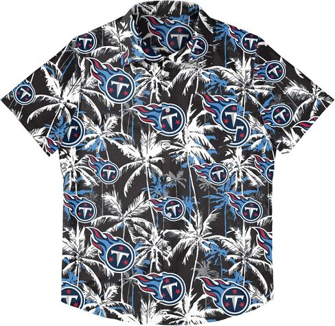 FOCO Men's New York Jets NFL Team Logo Aloha Tropical Button Up Shirt, Black Floral in Saudi Arabia