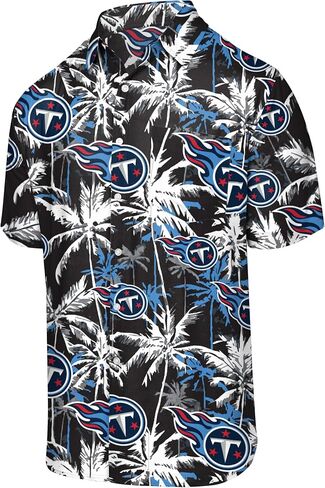 FOCO Men's New York Jets NFL Team Logo Aloha Tropical Button Up Shirt, Black Floral in Saudi Arabia