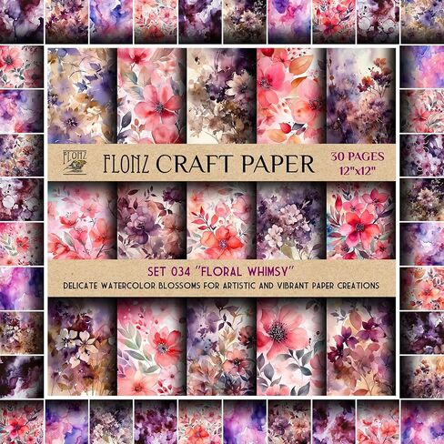 Scrapbook Paper (30 pages 12"x12") Heavenly Cloudscapes: Magical Skies and Ethereal Patterns for Dreamy Craft Projects FLONZ Vintage Styled Double Sided Paper Pad for Craft Cardmaking in Saudi Arabia