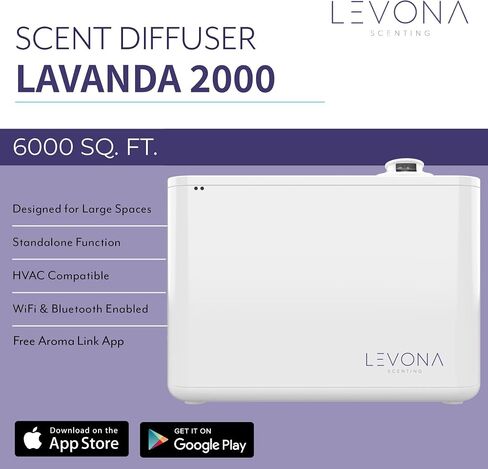 Levona Scent Arosa Diffuser - HVAC System with Smart App Control, Scent Diffuser for Whole House, Office, Hotel, & Large Spaces - Coverage 4000 sq ft - Includes Miami Dreams 500ml Essential Oil in Saudi Arabia