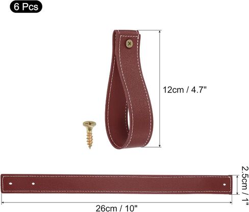 uxcell 6pcs Leather Curtain Rod Holder 1 x 4.7 Inches Wall Hanging Straps Curtain Rod Hook Brackets Hangers with Screws for Home Bathroom Kitchen Bedroom, Black/Brown in Saudi Arabia