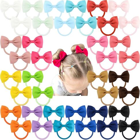 CÉLLOT Girls Hair Ties,20 PCS 2.75 inch Hair Bows No Slip Durable Elastic Ponytail Holders Hair Ties for Baby Girls Schoolgirls Kids Toddler Hair Accessories in Kuwait