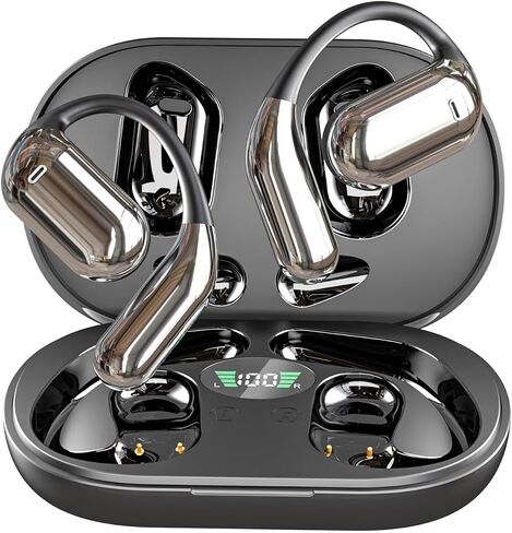 Q16 Open-Ear Wireless Earbuds | Bluetooth 5.3 Headphones with Secure Ear Hook | Panoramic Sound, Noise Cancelling Mic, 40H Playtime | Fast Charging, IPX5 Waterproof, Sports Earphones | Black in Kuwait