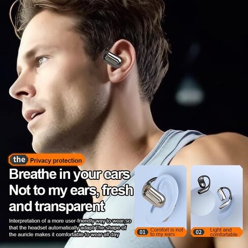 Q16 Open-Ear Wireless Earbuds | Bluetooth 5.3 Headphones with Secure Ear Hook | Panoramic Sound, Noise Cancelling Mic, 40H Playtime | Fast Charging, IPX5 Waterproof, Sports Earphones | Black in Kuwait