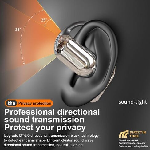Q16 Open-Ear Wireless Earbuds | Bluetooth 5.3 Headphones with Secure Ear Hook | Panoramic Sound, Noise Cancelling Mic, 40H Playtime | Fast Charging, IPX5 Waterproof, Sports Earphones | Black in Kuwait