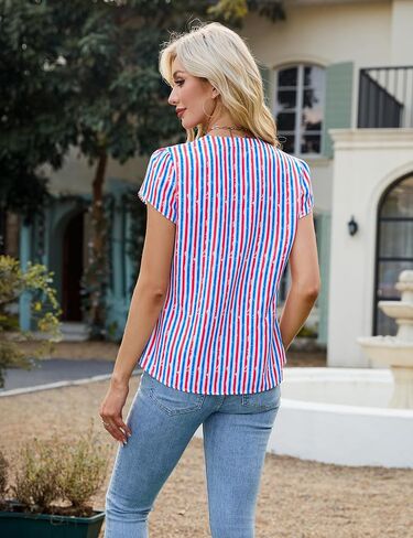 Blooming Jelly Women's Dressy Casual Tops Business Work Blouses White Button Down Shirts Cap Sleeve V Neck Tshirt in Kuwait