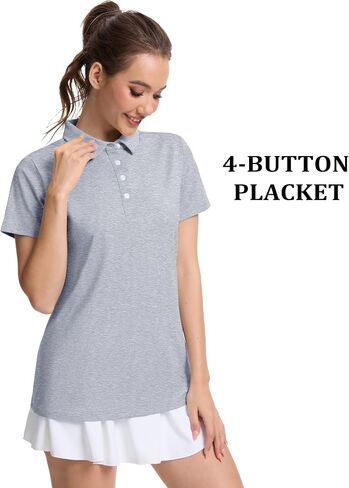 MAGCOMSEN Women's Polo Shirts 4-Button Collared Shirts Short Sleeve Quick Dry Golf Polos Lightweight Breathable in Kuwait