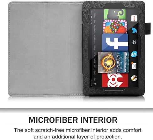 Fintie Folio Case for Fire HD 7 Tablet (4th Generation, 2014 Release) - Slim Fit Leather Standing Protective Cover with Auto Sleep/Wake, Black in Saudi Arabia