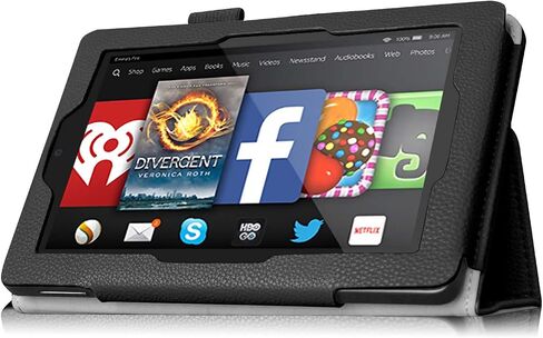 Fintie Folio Case for Fire HD 7 Tablet (4th Generation, 2014 Release) - Slim Fit Leather Standing Protective Cover with Auto Sleep/Wake, Black in Saudi Arabia