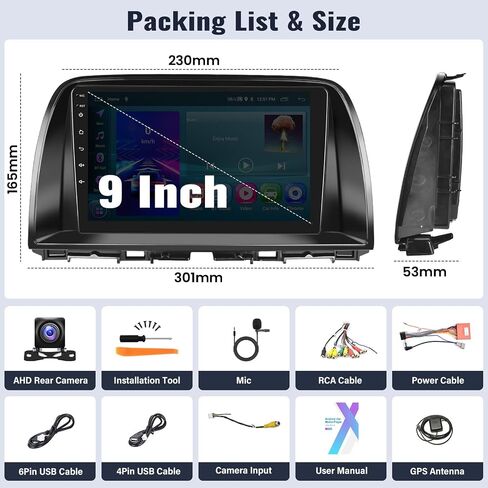 ستيريو سيارة Sixwin Android لـ Mazda CX-5 2012-2015 مع Carplay اللاسلكي Android Auto Mirror Link 2g+64g 9 بوصة in Saudi Arabia
