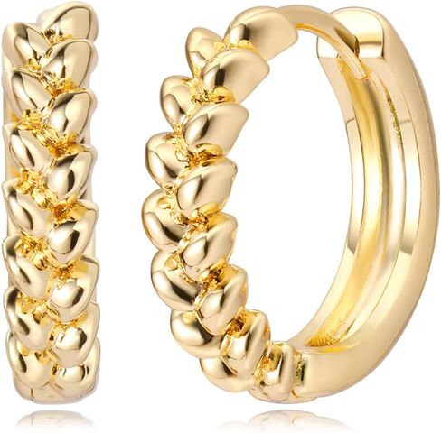 MYEARS Women Flower Earrings Gold Huggie Hoop Triple Cluster Sleeper Diamond Cubic Zirconia 14K Gold Filled Small Simple Handmade Hypoallergenic Everyday Jewelry in Kuwait